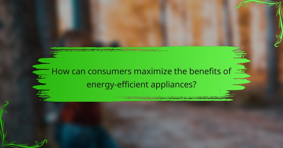 How can consumers maximize the benefits of energy-efficient appliances?