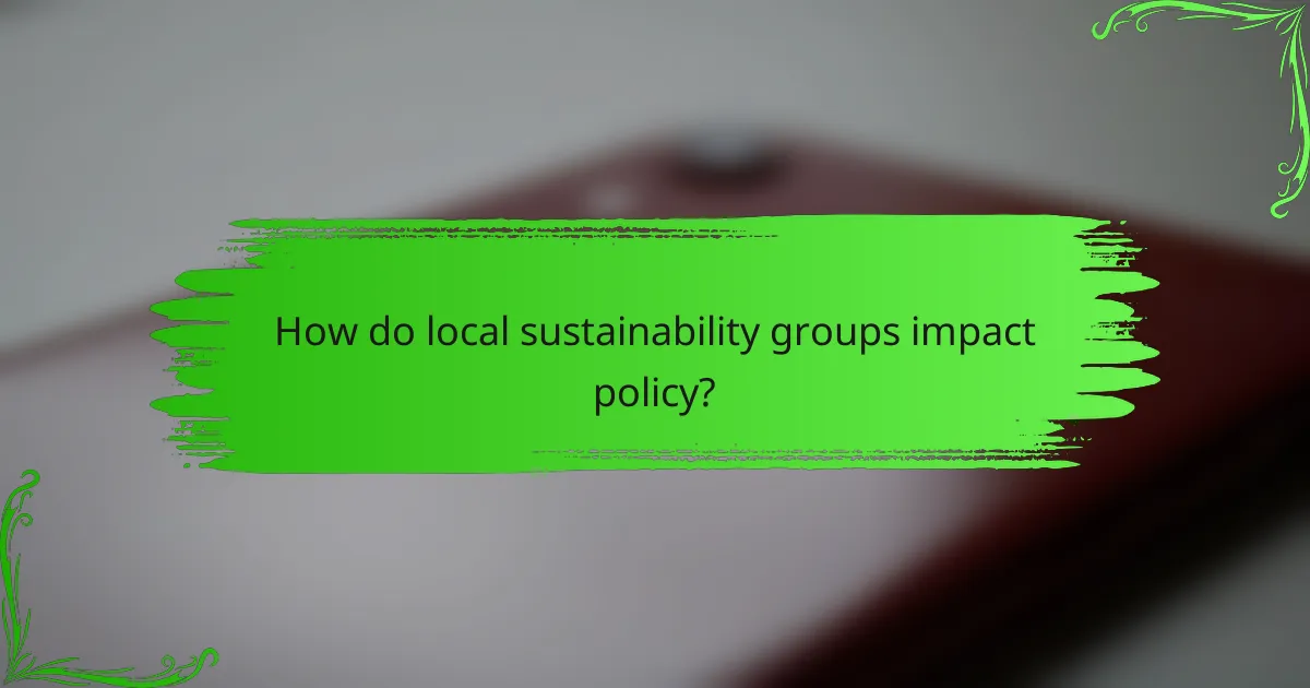 How do local sustainability groups impact policy?