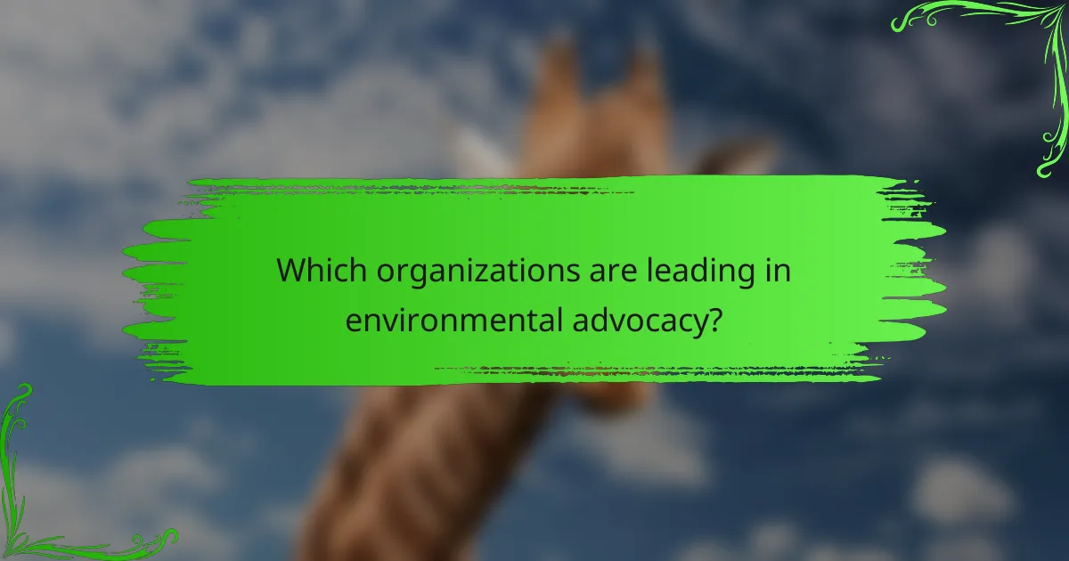 Which organizations are leading in environmental advocacy?